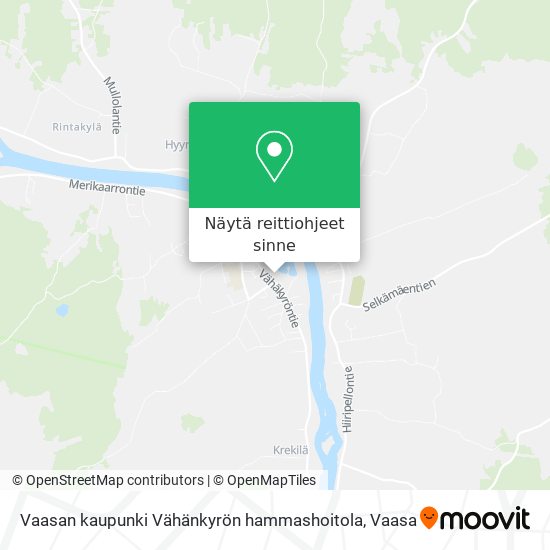 Vaasan kaupunki Vähänkyrön hammashoitola kartta