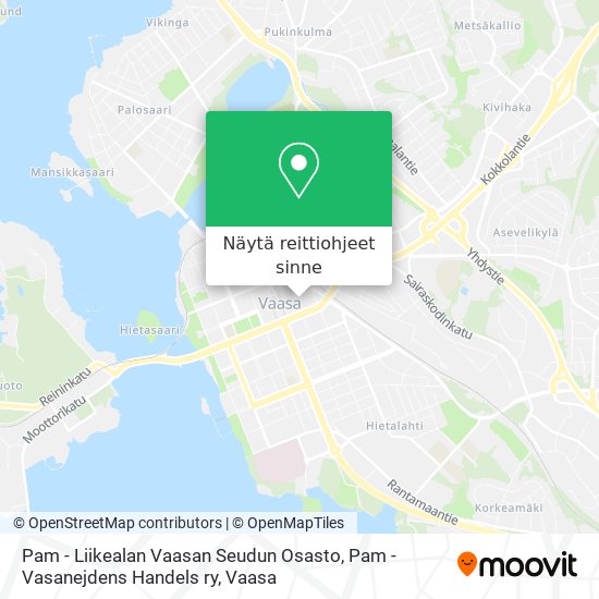 Pam - Liikealan Vaasan Seudun Osasto, Pam - Vasanejdens Handels ry kartta