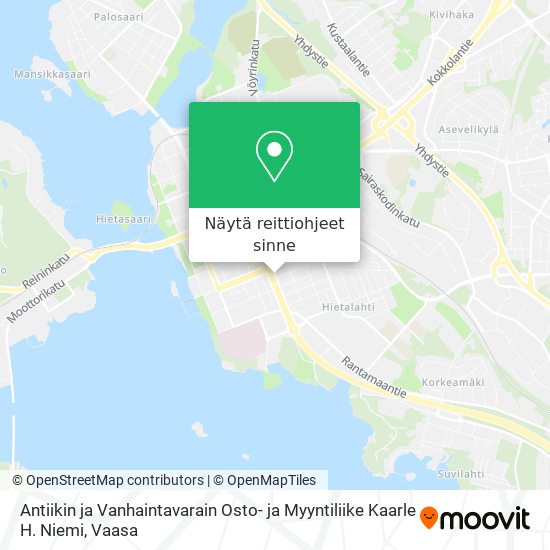 Antiikin ja Vanhaintavarain Osto- ja Myyntiliike Kaarle H. Niemi kartta