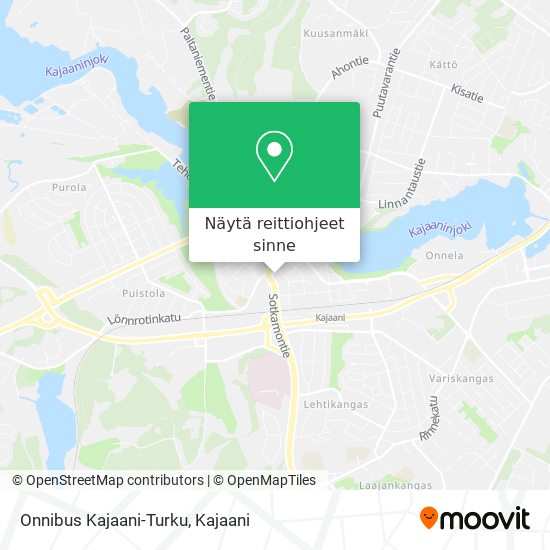 Onnibus Kajaani-Turku kartta