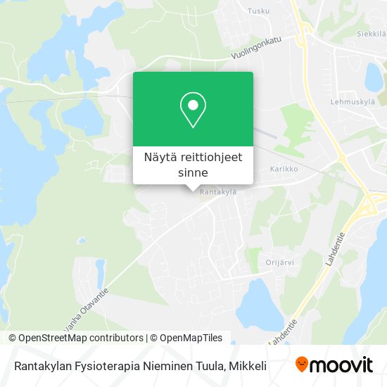 Rantakylan Fysioterapia Nieminen Tuula kartta