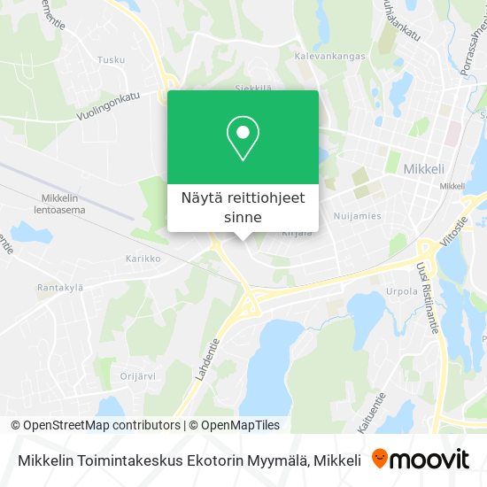 Mikkelin Toimintakeskus Ekotorin Myymälä kartta