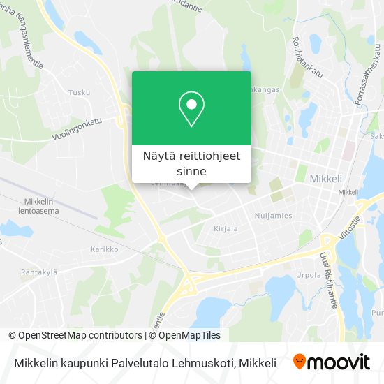 Mikkelin kaupunki Palvelutalo Lehmuskoti kartta