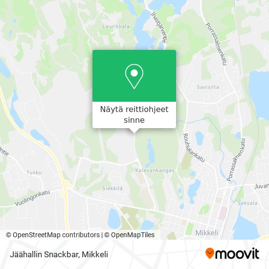 Jäähallin Snackbar kartta