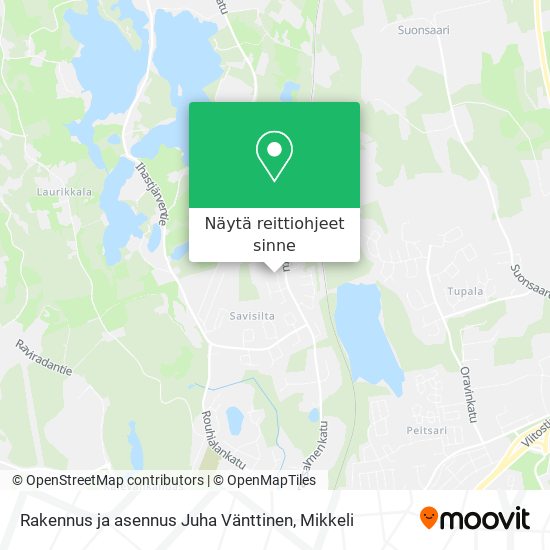 Rakennus ja asennus Juha Vänttinen kartta