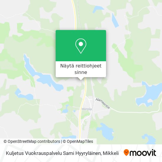 Kuljetus Vuokrauspalvelu Sami Hyyryläinen kartta