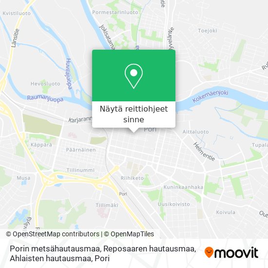 Porin metsähautausmaa, Reposaaren hautausmaa, Ahlaisten hautausmaa kartta