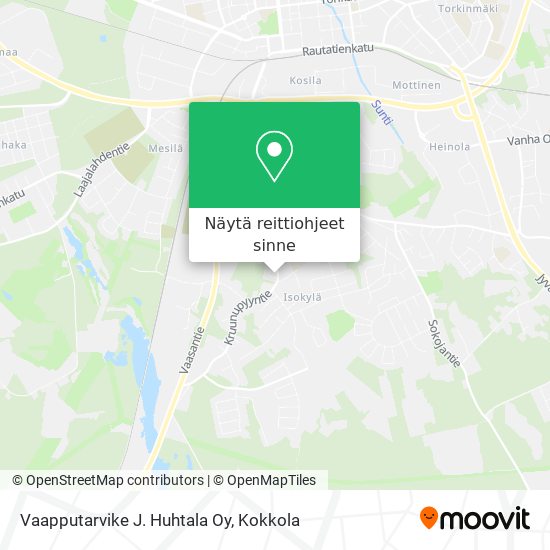 Vaapputarvike J. Huhtala Oy kartta