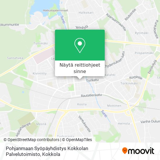 Pohjanmaan Syöpäyhdistys Kokkolan Palvelutoimisto kartta