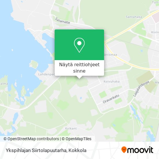 Ykspihlajan Siirtolapuutarha kartta