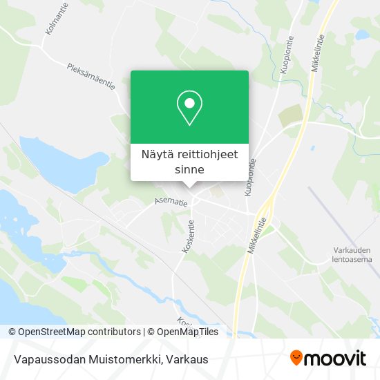 Vapaussodan Muistomerkki kartta