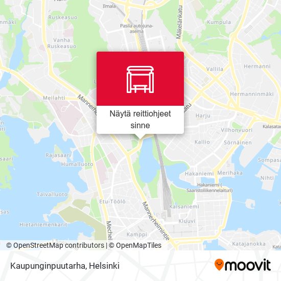 Kuinka päästä kohteeseen Kaupunginpuutarha paikassa Helsinki  kulkuvälineellä Bussi, Raitiovaunu, Metro tai Juna?