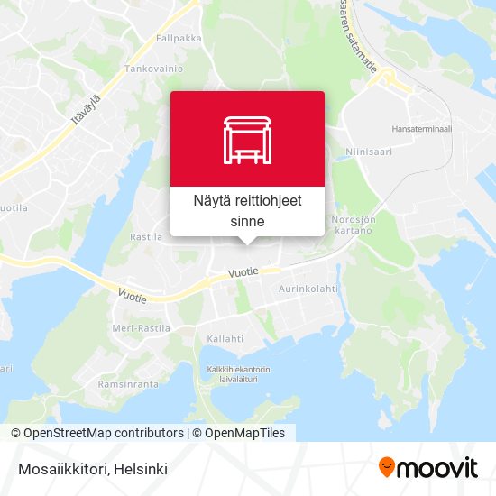 Kuinka päästä kohteeseen Mosaiikkitori paikassa Helsinki kulkuvälineellä  Bussi, Metro tai Raitiovaunu?