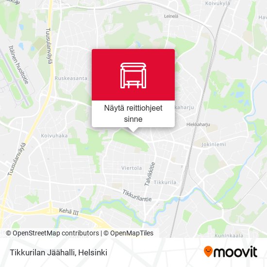 Kuinka päästä kohteeseen Tikkurilan Jäähalli paikassa Vantaa  kulkuvälineellä Bussi tai Juna?