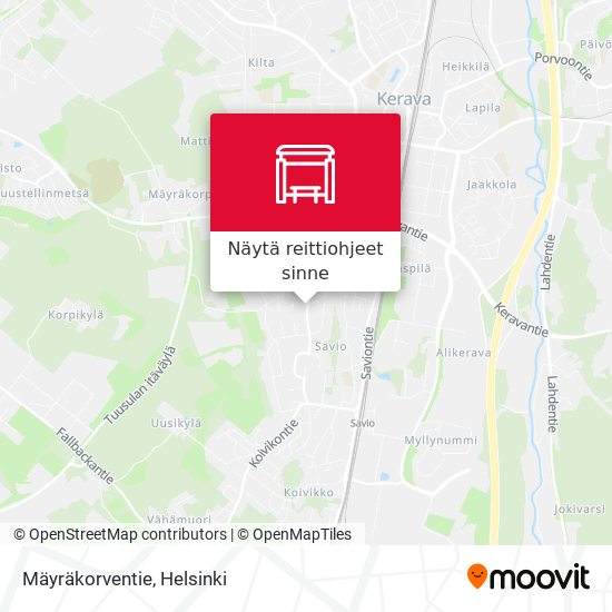 Mäyräkorventie kartta