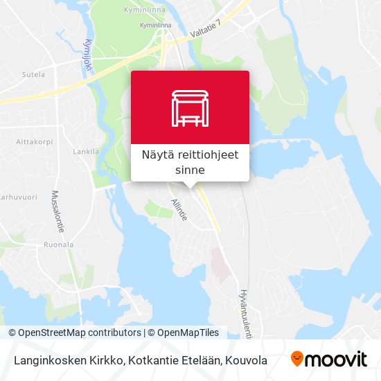 Langinkosken Kirkko, Kotkantie Etelään kartta