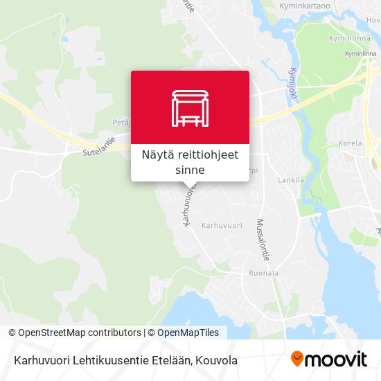 Karhuvuori Lehtikuusentie Etelään kartta