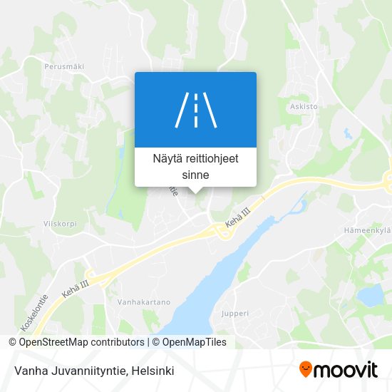 Vanha Juvanniityntie kartta