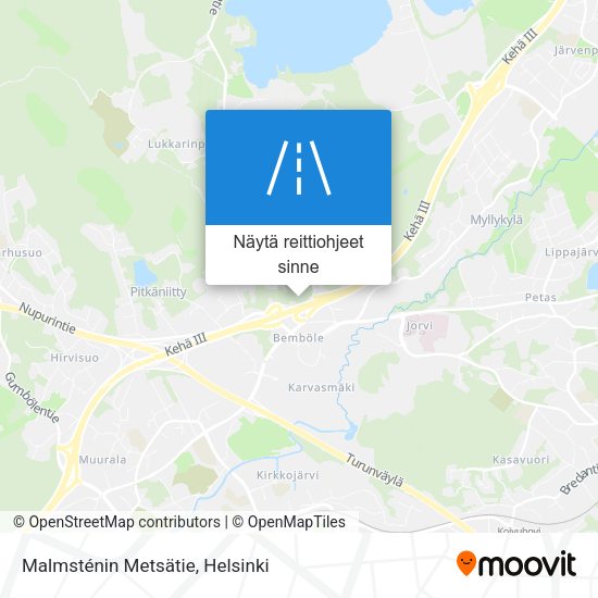Malmsténin Metsätie kartta