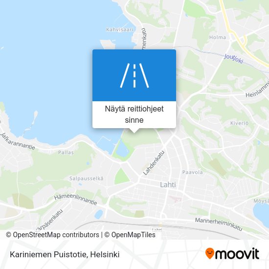 Kariniemen Puistotie kartta