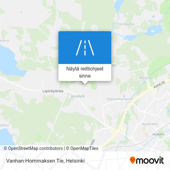 Vanhan-Hommaksen Tie kartta