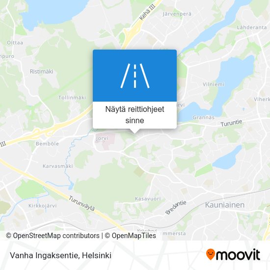 Vanha Ingaksentie kartta
