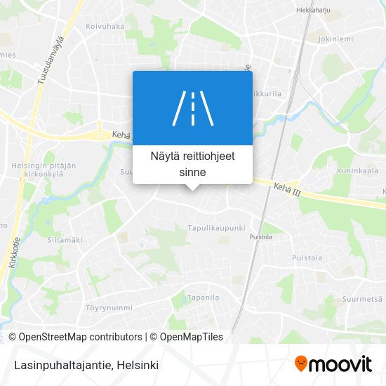 Lasinpuhaltajantie kartta