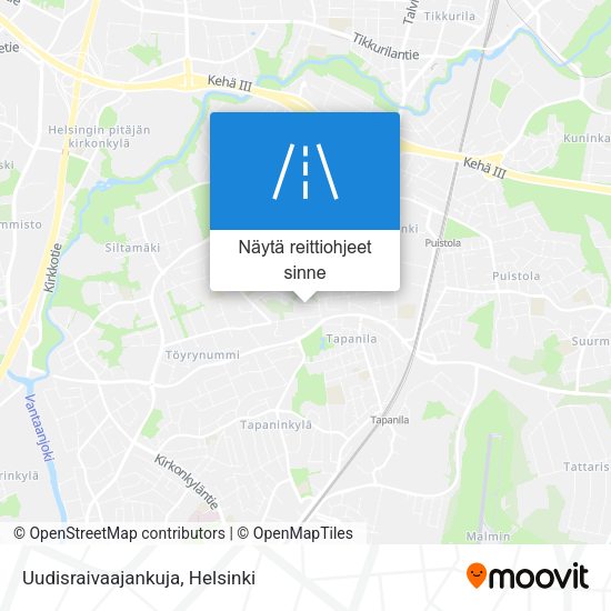 Uudisraivaajankuja kartta