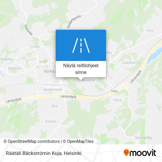 Räätäli Bäckströmin Kuja kartta