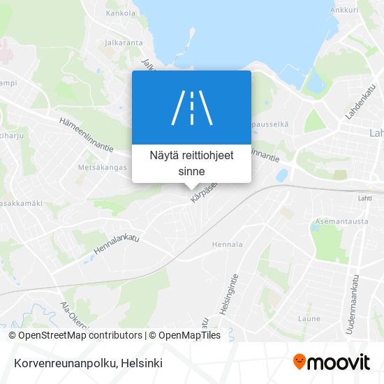 Korvenreunanpolku kartta