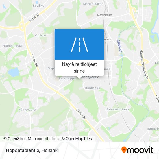 Hopeatäpläntie kartta