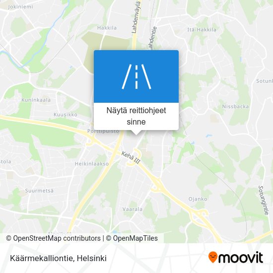Käärmekalliontie kartta