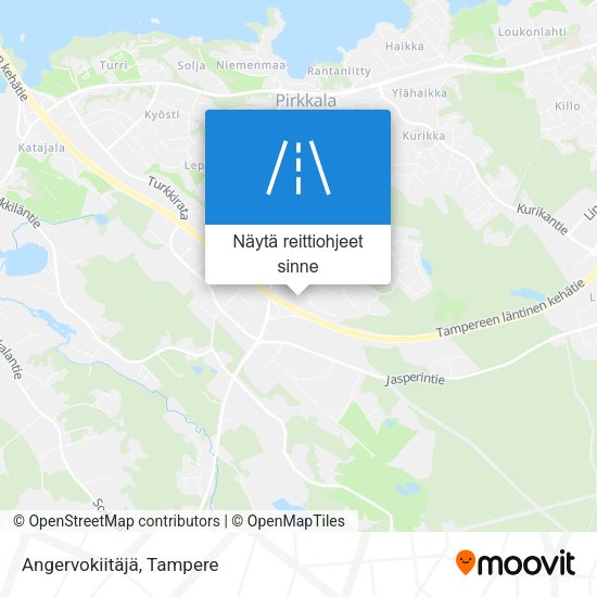 Angervokiitäjä kartta