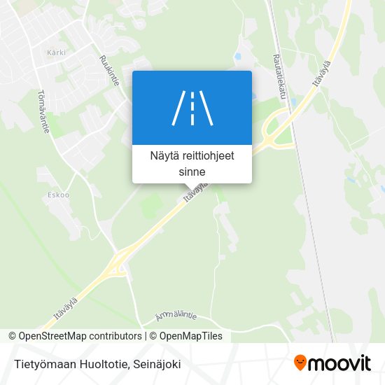 Tietyömaan Huoltotie kartta