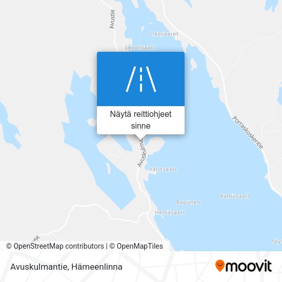 Avuskulmantie kartta