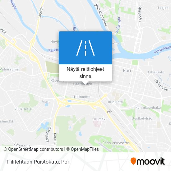 Tiilitehtaan Puistokatu kartta