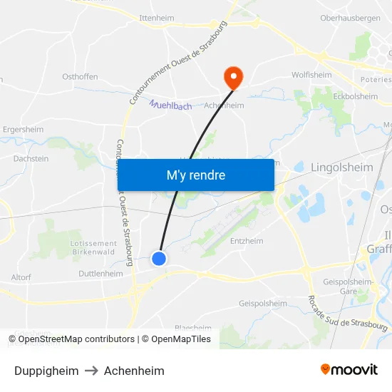 Duppigheim to Achenheim map