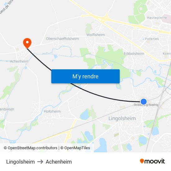 Lingolsheim to Achenheim map
