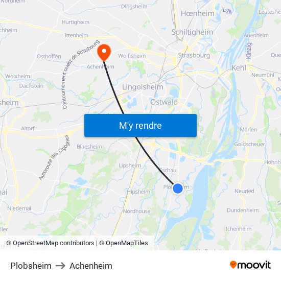 Plobsheim to Achenheim map