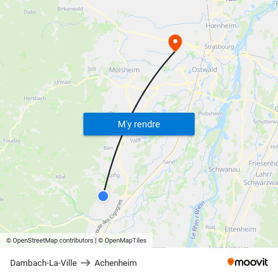 Dambach-La-Ville to Achenheim map