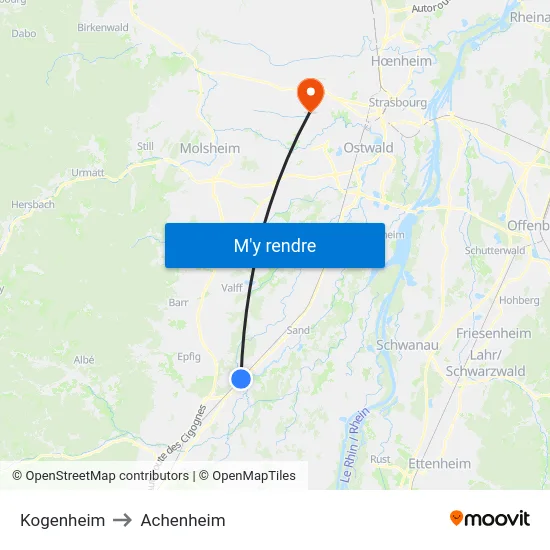 Kogenheim to Achenheim map