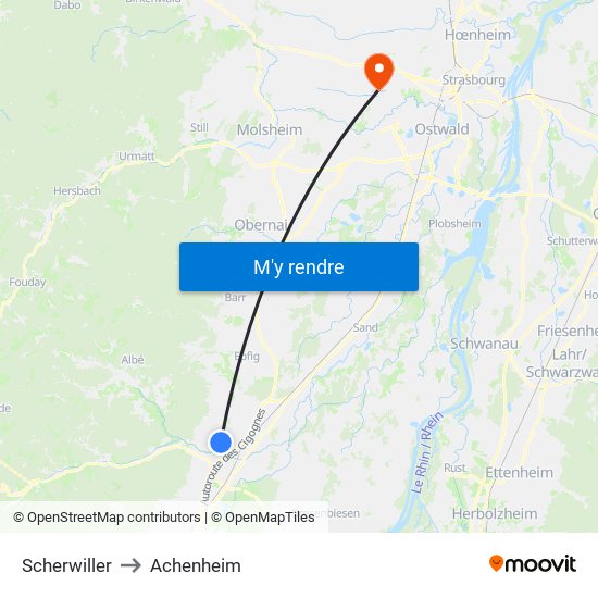 Scherwiller to Achenheim map