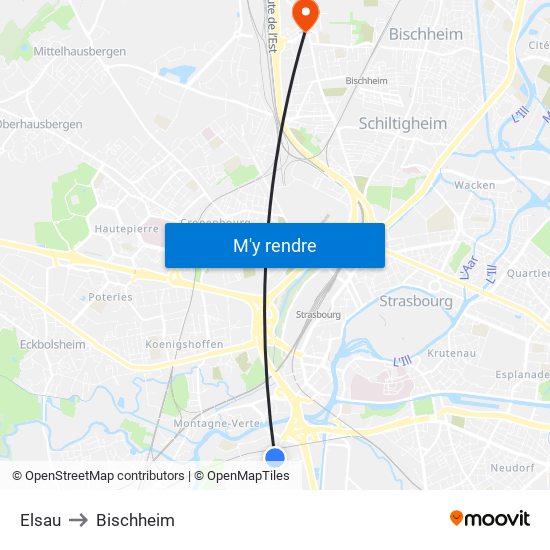 Elsau to Bischheim map