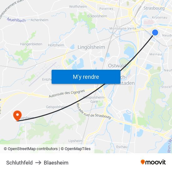 Schluthfeld to Blaesheim map