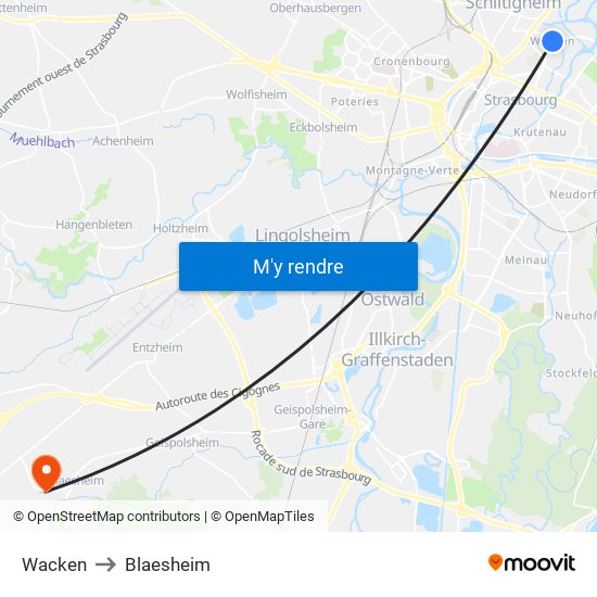 Wacken to Blaesheim map