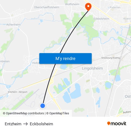 Entzheim to Eckbolsheim map