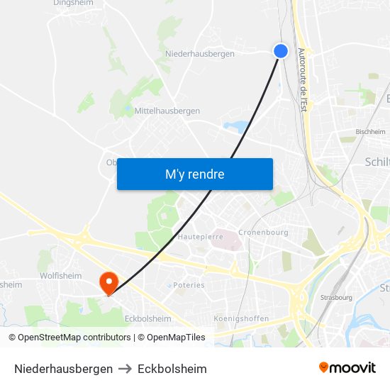 Niederhausbergen to Eckbolsheim map