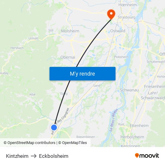 Kintzheim to Eckbolsheim map