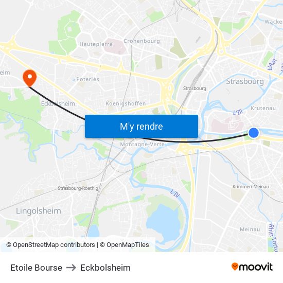 Etoile Bourse to Eckbolsheim map