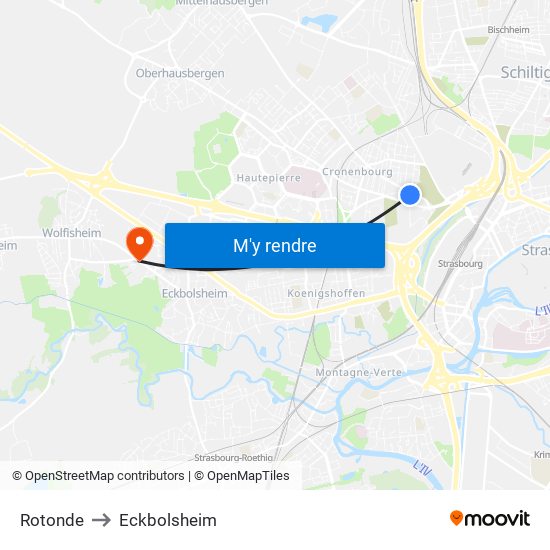 Rotonde to Eckbolsheim map